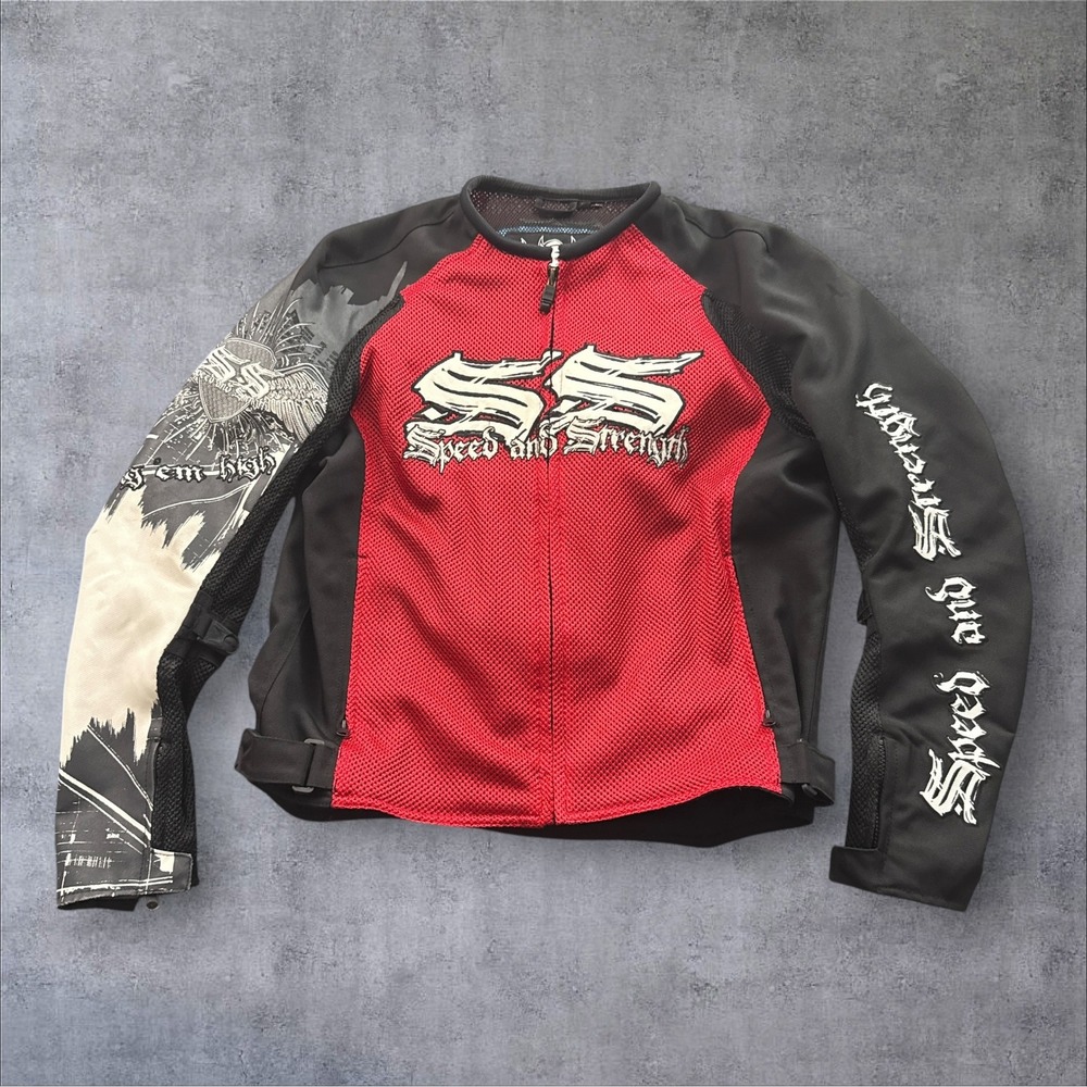 Men's Speed And Strength Armored Motorcycle Mesh Jacket With Protective Gear L